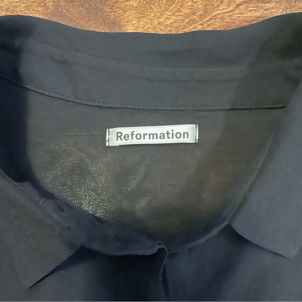 Reformation Black Semi-Sheer Button-Down Shirt - Picture 2 of 3